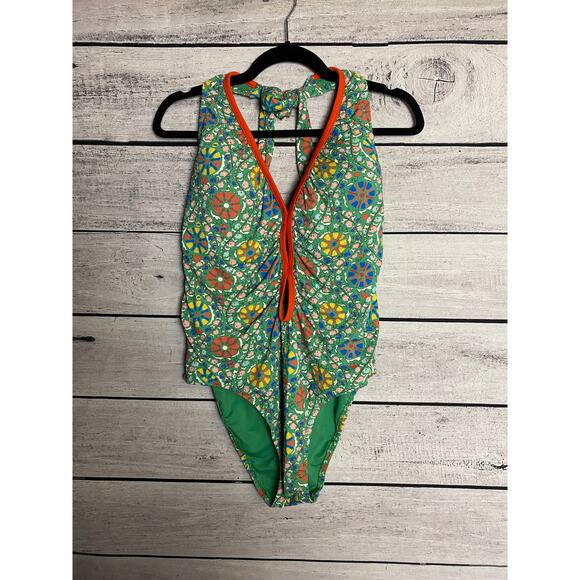 NWOT Ladies Rhode Floral Halter One Piece Cheeky Cut Bottom Swim Suit - XXL - Picture 1 of 3